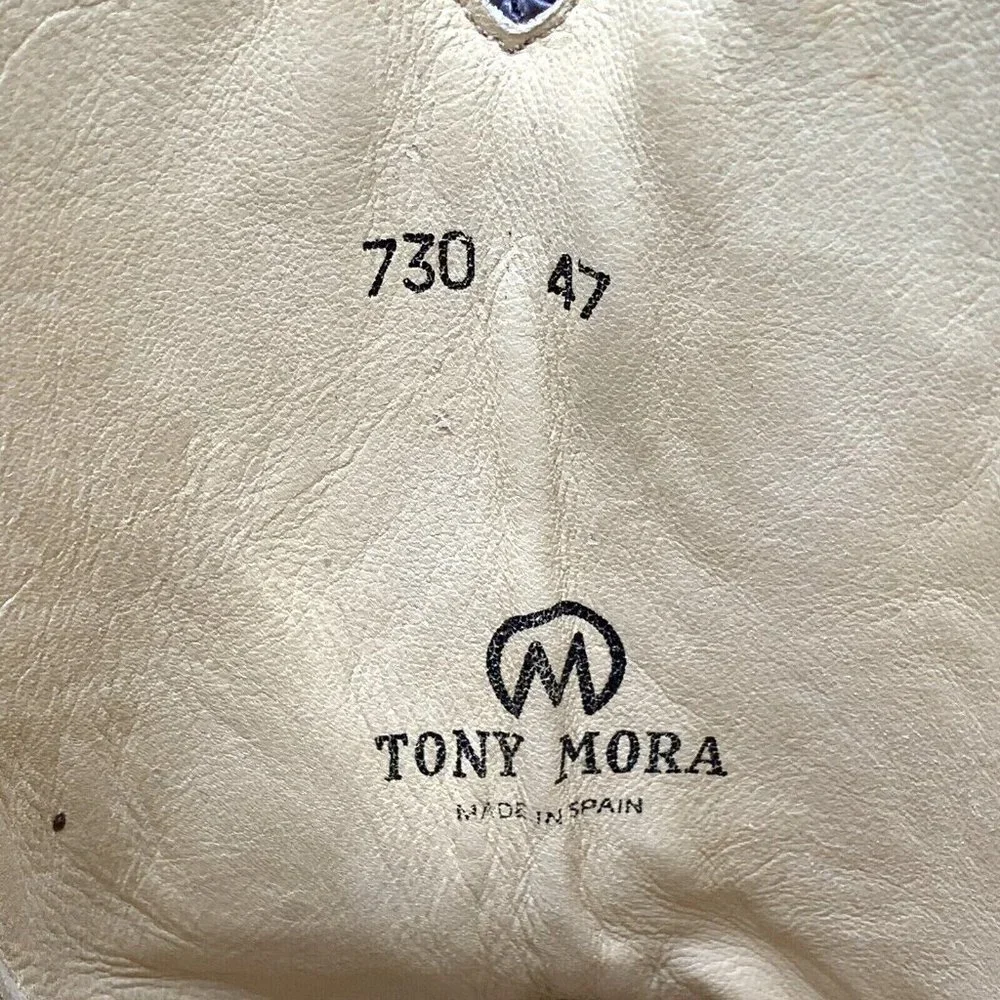 Vtg 1970s-80s TONY MORA Men Western Boots Tufted Brown Leather MADE SPAIN 12 D - Picture 10 of 12